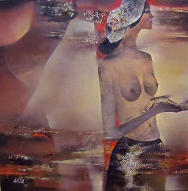 Lady and Fish-Original Vietnamese Art Gallery
