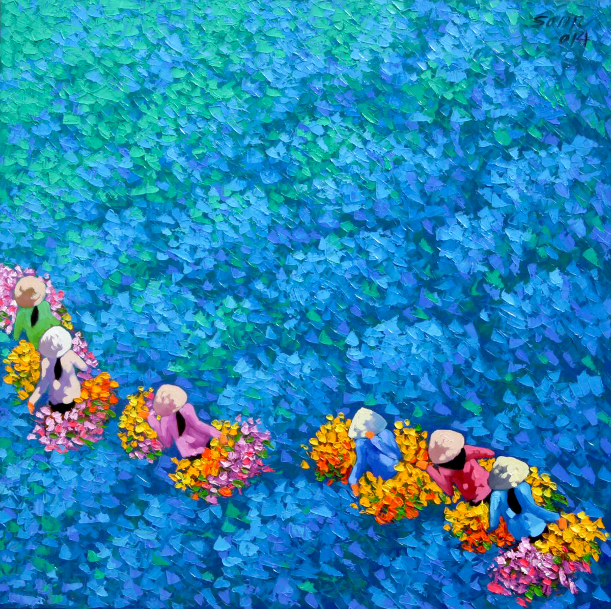 Blue flower field 02-60x60
