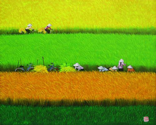 Harvest season 05-Vietnamese Painting