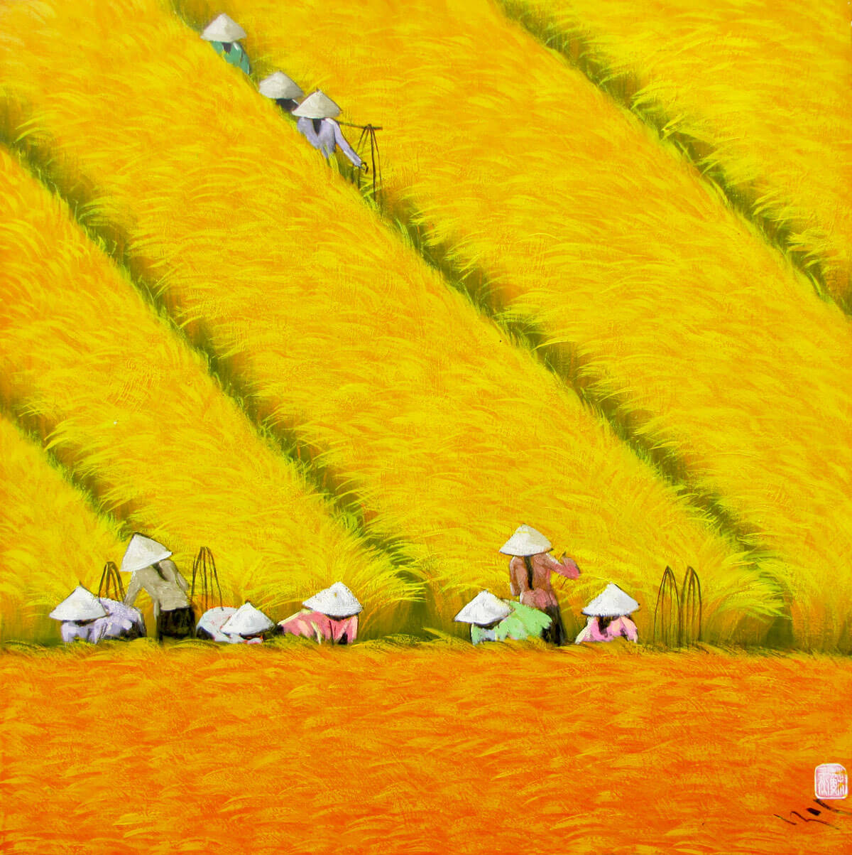 Harvest season 09-Vietnamese Painting