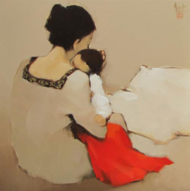 Mother and Child 01-Original Vietnamese Art