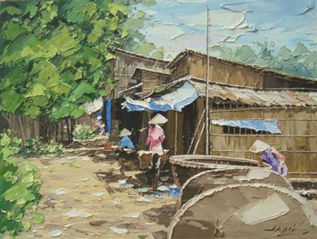 Noon in village-Original Vietnamese Art Gallery