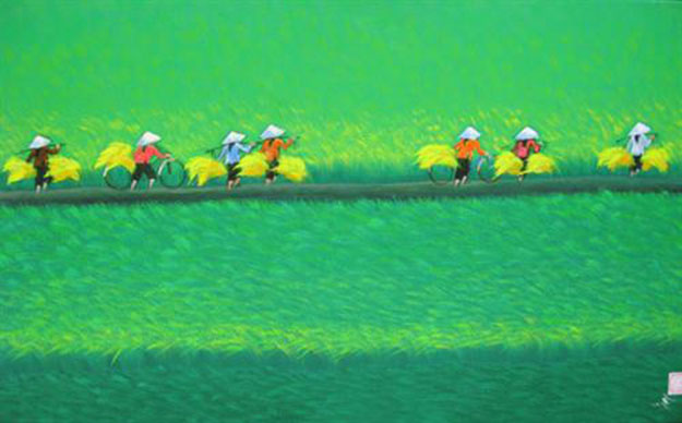 Paddy field 02-Vietnamese Painting