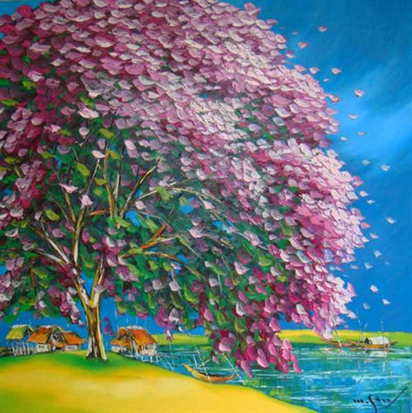 Purple plampoyant tree-Original Asian Art