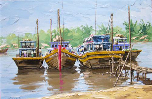 Resting boats -Original Vietnamese Art Gallery
