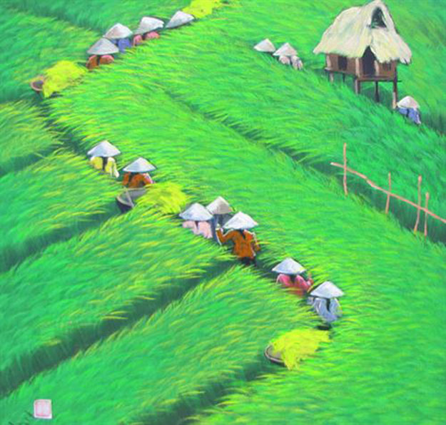 Rice field-Vietnamese Painting