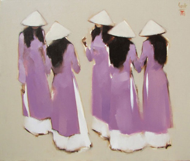 Schoolgirls 05-Original Vietnamese Art