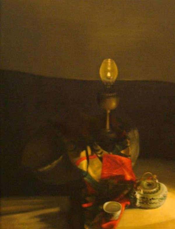 Still-life with lamp and teaset -03-Original Vietnamese Art Gallery