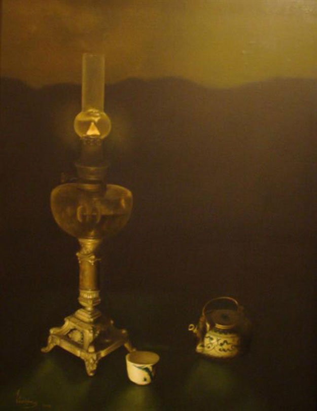 Still-life with lamp and teaset-Original Vietnamese Art Gallery