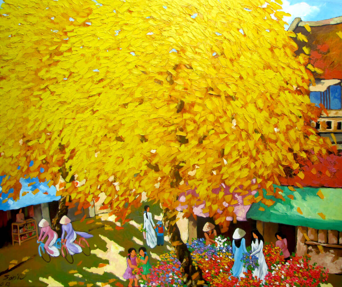 Streetscene in Autumn-DNS2 -Original Vietnamese Art