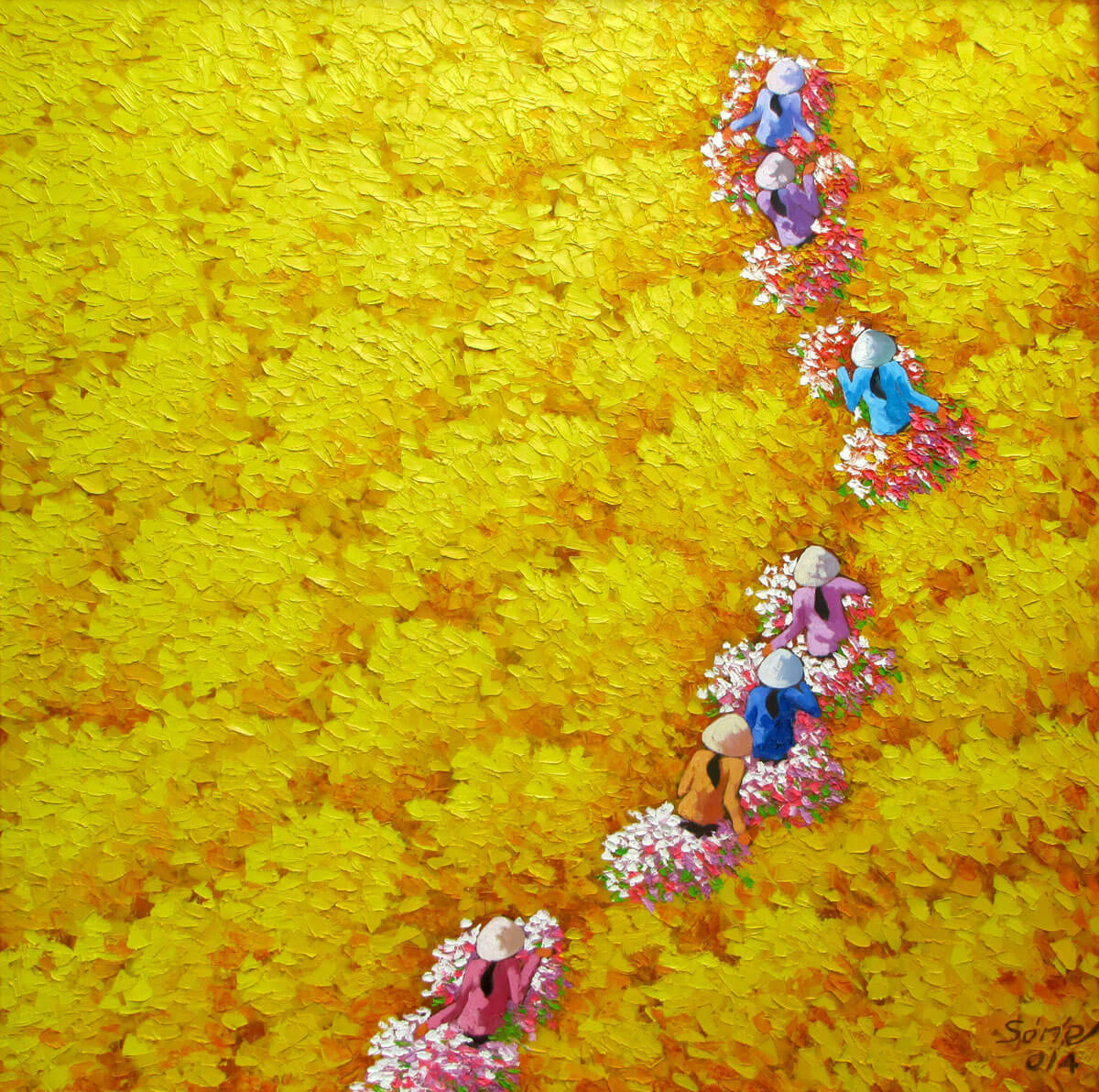 Yellow flower field-03-Original Vietnamese Art