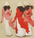 Young girls in Red-Original Vietnamese Art
