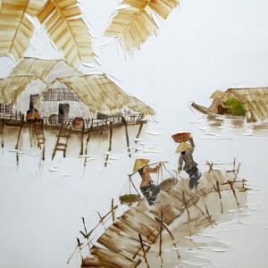 Houses on stilts -Original Asian Art