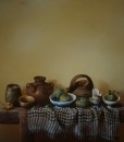 Still-life with fruit and antique pots-Original Vietnamese Art