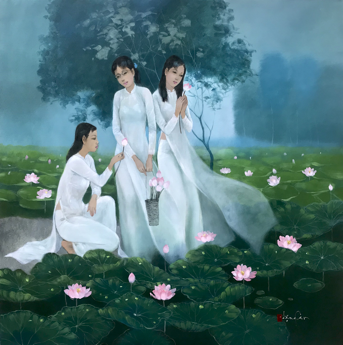 Young ladies with lotus 03-100x100