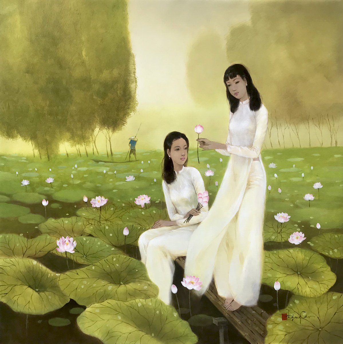Young ladies with lotus 02-100x100