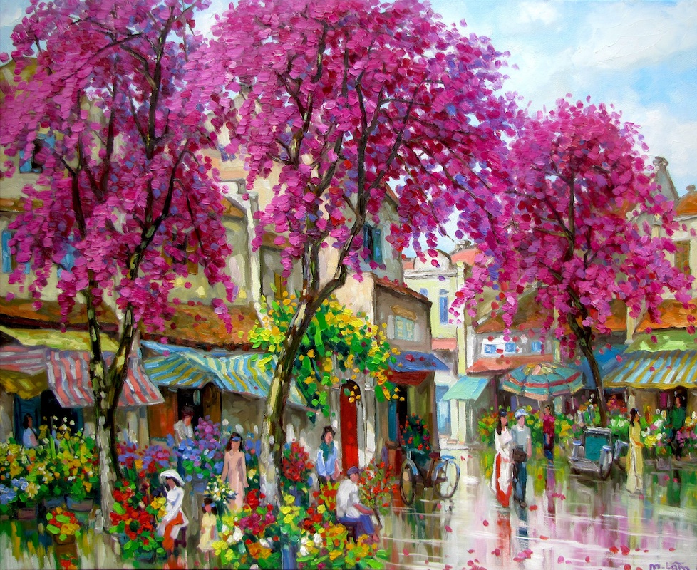Flower market in Spring-90x110