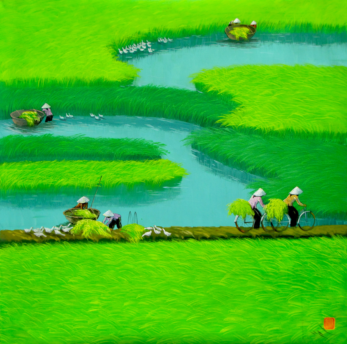 Paddy field 07-Original Vietnamese Art