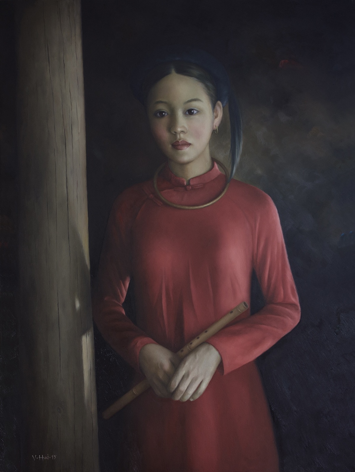 Girl with the flute-Original Vietnamese Art