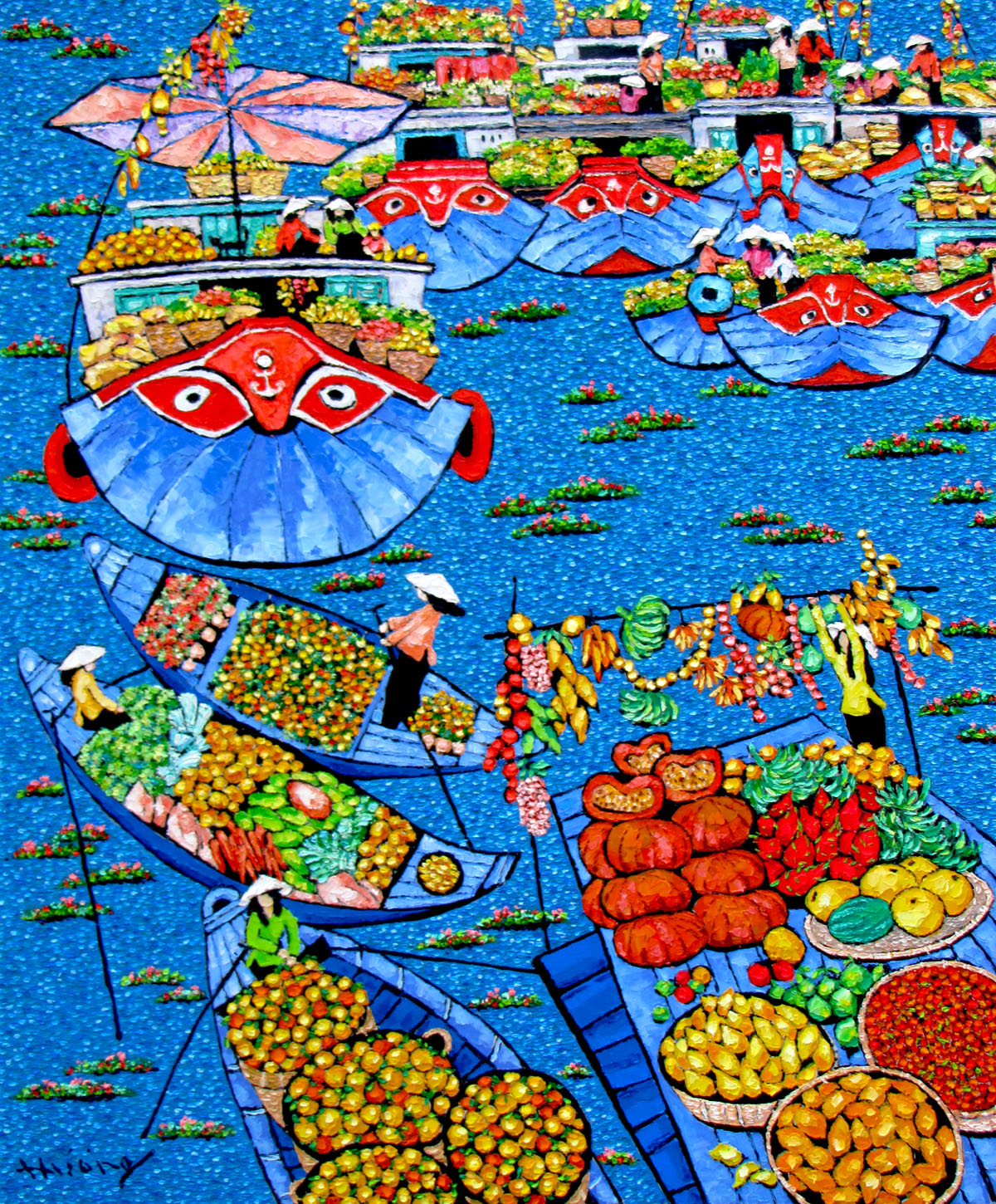 Tran Thu Huong-Floating market-100x120cm