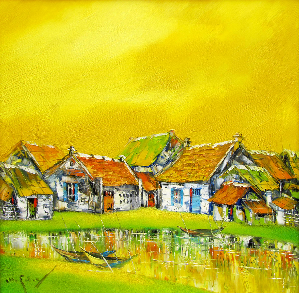 Asian townscape painting|Vietnam Artist