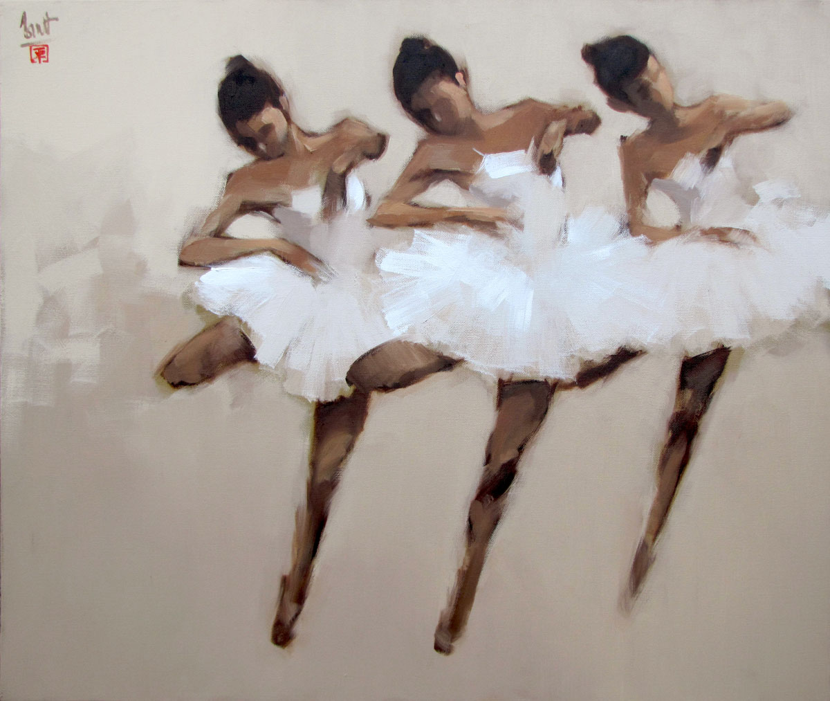 Ballerinas in white 01- 80x95