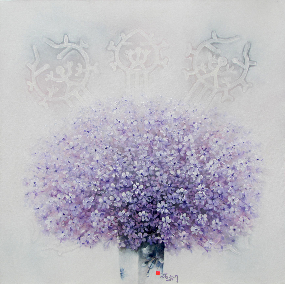 Purple flowers-90x90cm