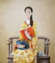 Phan Linh Bao Hanh - Lady with cat reading book- 100x100