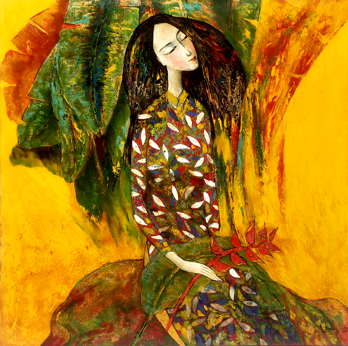 lady with banana flower-80x80