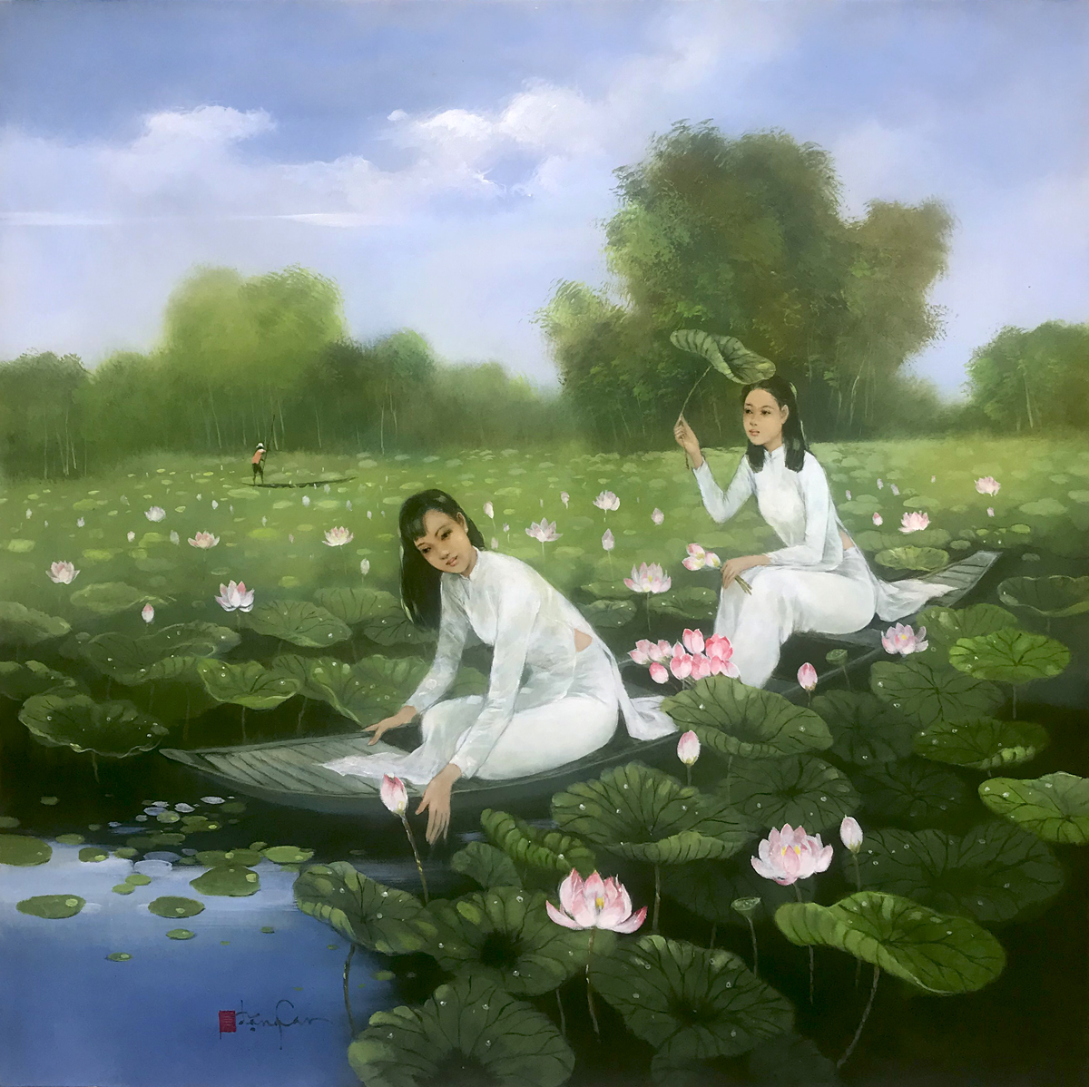 Young ladies with lotus 01-100x100